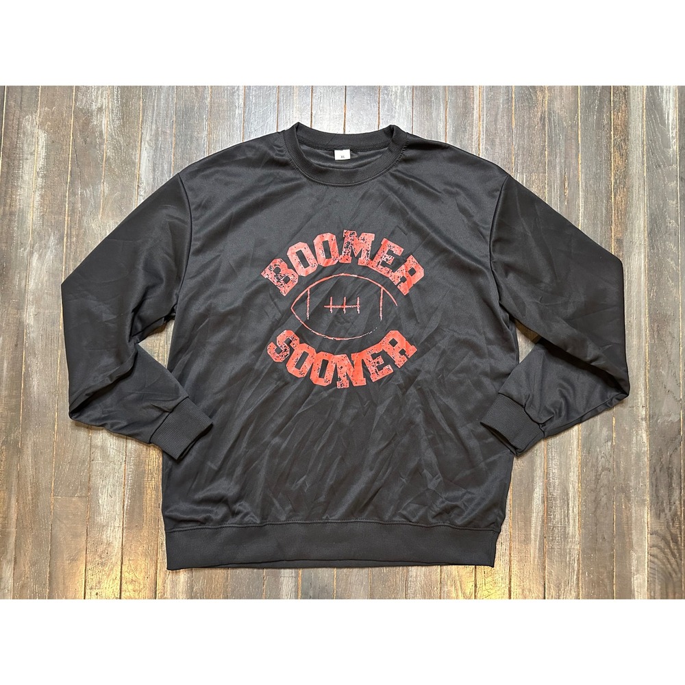Oklahoma Sooners Boomer Sooner Sweatshirt Black Collegiate Football Crew